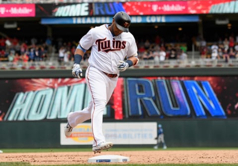 MINNEAPOLIS, MN – JUNE 16: Nelson Cruz #23 of the Minnesota Twins rounds the bases after hitting a solo home run against the Kansas City Royals during the seventh inning of the game on June 16, 2019 at Target Field in Minneapolis, Minnesota. The Royals defeated Twins 8-6. (Photo by Hannah Foslien/Getty Images)