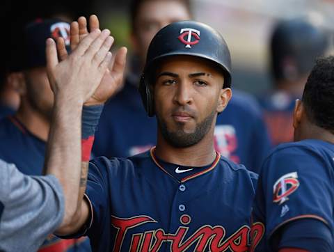 MINNEAPOLIS, MN – JUNE 25: Eddie Rosario #20 of the Minnesota Twins celebrates scoring a run against the Tampa Bay Rays during the second inning of the game on June 25, 2019 at Target Field in Minneapolis, Minnesota. (Photo by Hannah Foslien/Getty Images)