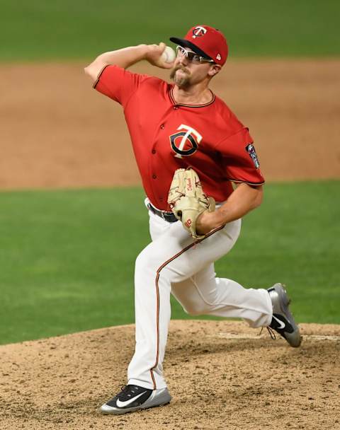 MINNEAPOLIS, MN – AUGUST 09: Randy Dobnak #68 of the Minnesota Twins delivers a pitch in his major league debut against the Cleveland Indians during the sixth inning of the game on August 9, 2019 at Target Field in Minneapolis, Minnesota. (Photo by Hannah Foslien/Getty Images)