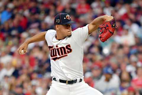 CLEVELAND, OHIO – JULY 09: Jose Berrios #17 of the Minnesota Twins and the American League pitches against the National League during the 2019 MLB All-Star Game, presented by Mastercard at Progressive Field on July 09, 2019 in Cleveland, Ohio. (Photo by Jason Miller/Getty Images)