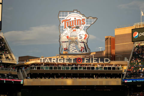 A general view of the Minnesota Twins celebration sign during a game against the Milwaukee Brewers. (Photo by Brace Hemmelgarn/Minnesota Twins/Getty Images) *** Local Caption ***