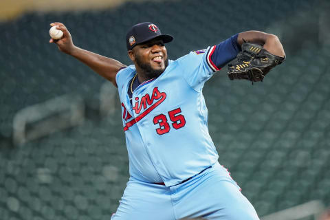 Michael Pineda of the Minnesota Twins pitches against the Cincinnati Reds. (Photo by Brace Hemmelgarn/Minnesota Twins/Getty Images)