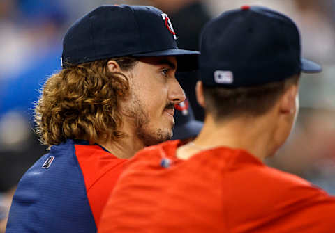 Austin Martin of the Minnesota Twins looks on against the Toronto Blue Jays. (Photo by Cole Burston/Getty Images)