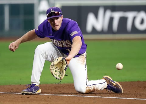 Jacob Berry of the LSU Tigers against the Texas Longhorns during the Shriners Children’s College Classic. (Photo by Bob Levey/Getty Images)