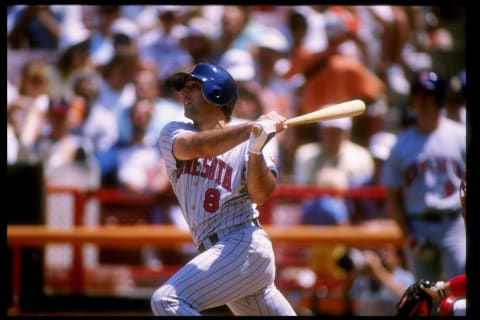 Third baseman Gary Gaetti of the Minnesota Twins at bat during a game.