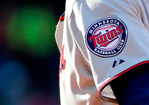 BOSTON, MA – June 4: The Minnesota Twins logo is seen during the fifth inning of the game against the Boston Red Sox at Fenway Park on June 4, 2015 in Boston, Massachusetts. (Photo by Winslow Townson/Getty Images)