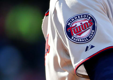 BOSTON, MA – June 4: The Minnesota Twins logo is seen during the fifth inning of the game against the Boston Red Sox at Fenway Park on June 4, 2015 in Boston, Massachusetts. (Photo by Winslow Townson/Getty Images)