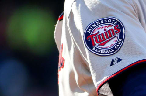 BOSTON, MA – June 4: The Minnesota Twins logo is seen during the fifth inning of the game against the Boston Red Sox at Fenway Park on June 4, 2015 in Boston, Massachusetts. (Photo by Winslow Townson/Getty Images)