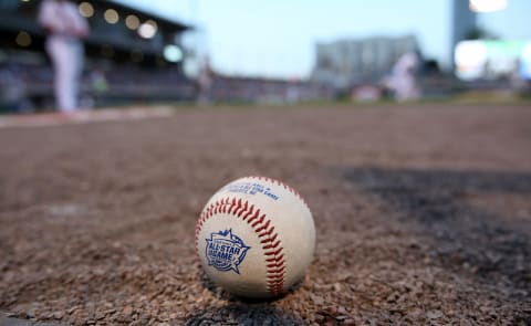 An All Star game logo baseball is photographed during the Sonic Automotive Triple-A Baseball All Star Game. (Photo by Gregg Forwerck/Getty Images)