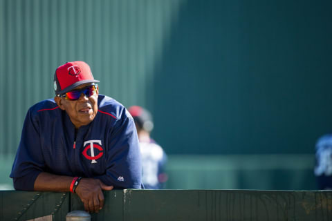 Former player Tony Oliva of the Minnesota Twins looks on during a team workout. (Photo by Brace Hemmelgarn/Minnesota Twins/Getty Images)