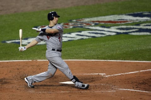 ST. LOUIS, MO – JULY 14: American League All-Star Joe Mauer of the Minnesota Twins bats during the 2009 MLB All-Star Game at Busch Stadium on July 14, 2009 in St Louis, Missouri. (Photo by Elsa/Getty Images)