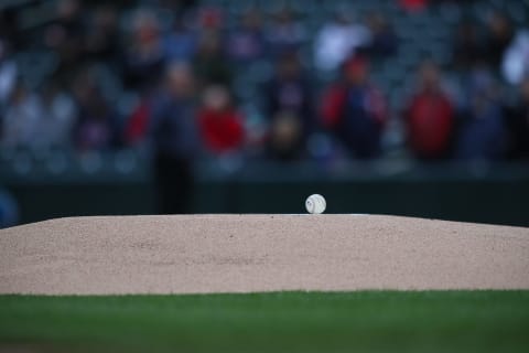 MINNEAPOLIS, MN – APRIL 27: General view of a ball on the mound before the game between the Minnesota Twins and the Cincinnati Reds at Target Field on April 27, 2018 in Minneapolis, Minnesota. (Photo by Adam Bettcher/Getty Images)