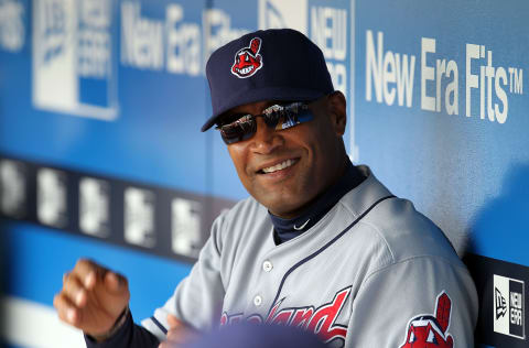 KANSAS CITY, MO – MAY 13: First base coach Sandy Alomar, Jr.