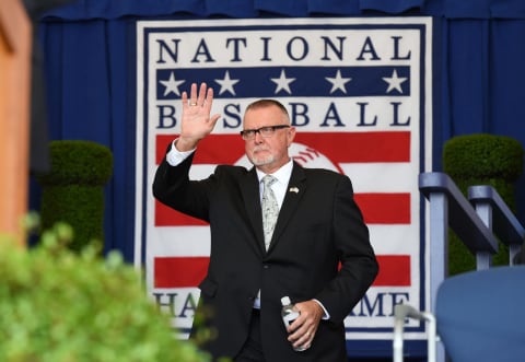 Hall of Famer Bert Blyleven is introduced during the Baseball Hall of Fame induction ceremony. (Photo by Mark Cunningham/MLB Photos via Getty Images)