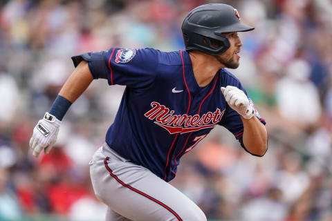 Alex Kirilloff of the Minnesota Twins runs during a spring training game between the Minnesota Twins and Boston Red Sox. (Photo by Brace Hemmelgarn/Minnesota Twins/Getty Images)