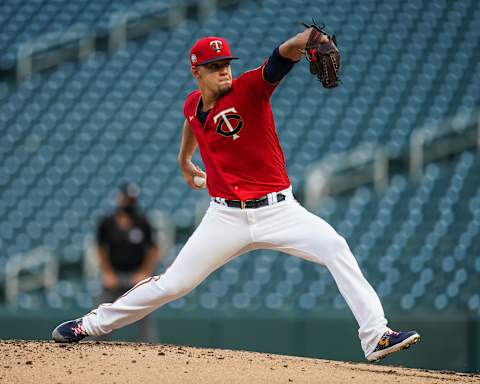 Jose Berrios of the Minnesota Twins pitches against the Milwaukee Brewers. (Photo by Brace Hemmelgarn/Minnesota Twins/Getty Images)