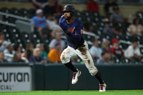 Byron Buxton of the Minnesota Twins advances to home plate to score. (Photo by David Berding/Getty Images)