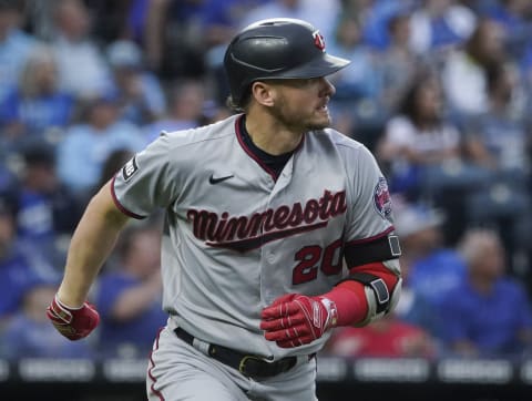 Josh Donaldson of the Minnesota Twins runs the bases after hitting a homerun in the first inning against the Kansas City Royals. (Photo by Ed Zurga/Getty Images)