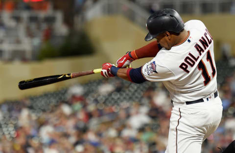 MINNEAPOLIS, MN – SEPTEMBER 11: Jorge Polanco #11 of the Minnesota Twins hits an RBI double against the New York Yankees during the fourth inning of the game on September 11, 2018 at Target Field in Minneapolis, Minnesota. The Twins defeated the Yankees 10-5. (Photo by Hannah Foslien/Getty Images)