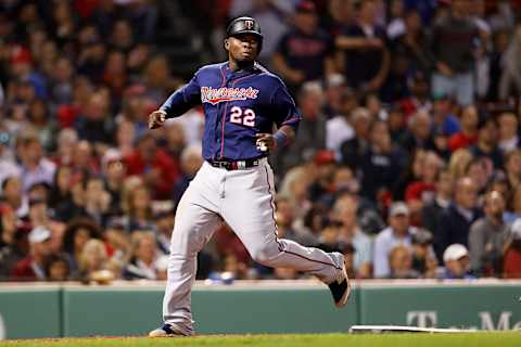 BOSTON, MASSACHUSETTS – SEPTEMBER 05: Miguel Sano #22 of the Minnesota Twins scores a run during the seventh inning against the Boston Red Sox at Fenway Park on September 05, 2019 in Boston, Massachusetts. (Photo by Maddie Meyer/Getty Images)