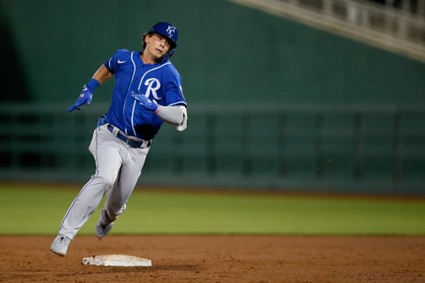 Kansas City Royals Bobby Witt Jr., rounds the bases on an error.