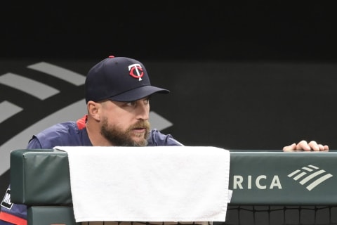 Minnesota Twins manager Rocco Baldelli looks onto the field from the dugout during the game against the Baltimore Orioles at Oriole Park at Camden Yards. (Tommy Gilligan-USA TODAY Sports)