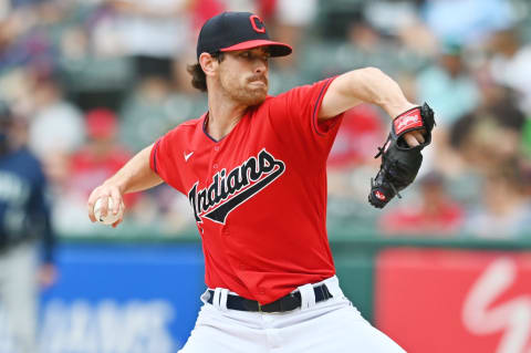 Cleveland Indians starting pitcher Shane Bieber throws a pitch during the first inning against the Seattle Mariners. (Ken Blaze-USA TODAY Sports)