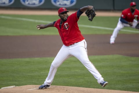 Minnesota Twins starting pitcher Michael Pineda delivers a pitch in the first inning against the Detroit Tigers at Target Field. Mandatory Credit: Jesse Johnson-USA TODAY Sports