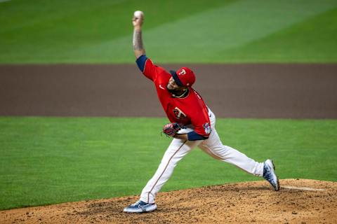 Minnesota Twins relief pitcher Alex Colome delivers a pitch in the ninth inning against the Milwaukee Brewers at Target Field. (Jesse Johnson-USA TODAY Sports)