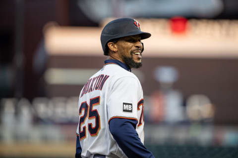 Minnesota Twins center fielder Byron Buxton looks on from third base at Target Field. (Jordan Johnson-USA TODAY Sports)