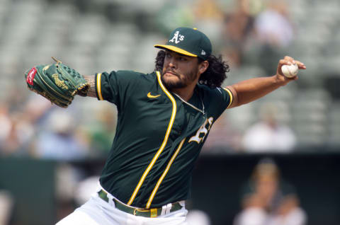 Oakland Athletics starting pitcher Sean Manaea delivers a pitch against the Houston Astros. (D. Ross Cameron-USA TODAY Sports)