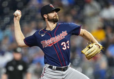 Minnesota Twins starting pitcher John Gant pitches against the Kansas City Royals. (Jay Biggerstaff-USA TODAY Sports)