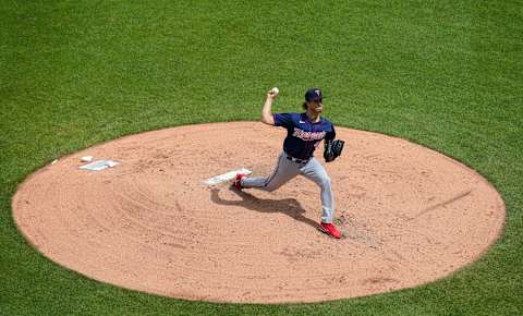 Minnesota Twins starting pitcher Joe Ryan pitches against the Kansas City Royals. (Jay Biggerstaff-USA TODAY Sports)