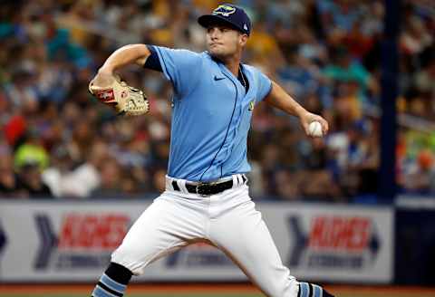 Tampa Bay Rays starting pitcher Shane McClanahan throws a pitch during the second inning against the Boston Red Sox. (Kim Klement-USA TODAY Sports)