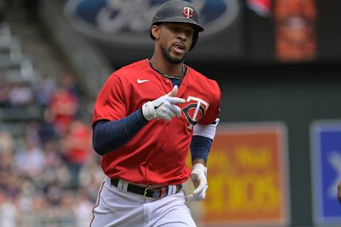 Minnesota Twins center fielder Byron Buxton reacts after hitting a home run. (Jeffrey Becker-USA TODAY Sports)