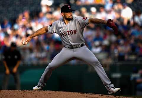 Boston Red Sox starting pitcher Nathan Eovaldi throws against the Kansas City Royals. (Jay Biggerstaff-USA TODAY Sports)