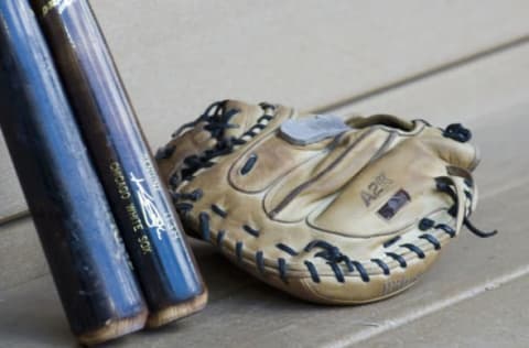 Apr 16, 2017; Minneapolis, MN, USA; Chicago White Sox gear waits in the dugout prior to the game between the Minnesota Wolves and the Chicago White Sox at Target Field. Mandatory Credit: Marilyn Indahl-USA TODAY Sports