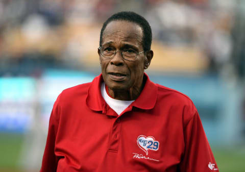 May 16, 2016; Los Angeles, CA, USA; Rod Carew attends an interleague MLB game between the Los Angeles Angels and the Los Angeles Dodgers at Dodger Stadium. Mandatory Credit: Kirby Lee-USA TODAY Sports