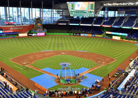 Apr 15, 2017; Miami, FL, USA; A general view of Marlins Park before a game between the New York Mets and the Miami Marlins. Mandatory Credit: Steve Mitchell-USA TODAY Sports