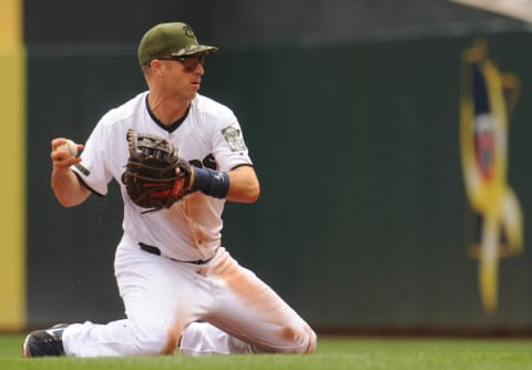 May 29, 2017; Minneapolis, MN, USA; Minnesota Twins first baseman Joe Mauer (7) fields and throws to for the out during the first inning against the Houston Astros at Target Field. Mandatory Credit: Marilyn Indahl-USA TODAY Sports