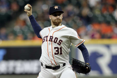 HOUSTON, TEXAS – MAY 07: Collin McHugh #31 of the Houston Astros pitches in the first inning against the Kansas City Royals at Minute Maid Park on May 07, 2019 in Houston, Texas. Collin McHugh joins the Rays bullpen after missing the 2020 season. (Photo by Bob Levey/Getty Images)