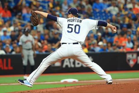 Charlie Morton finished third in the 2019 Cy Young voting. (Photo by Mike Ehrmann/Getty Images)