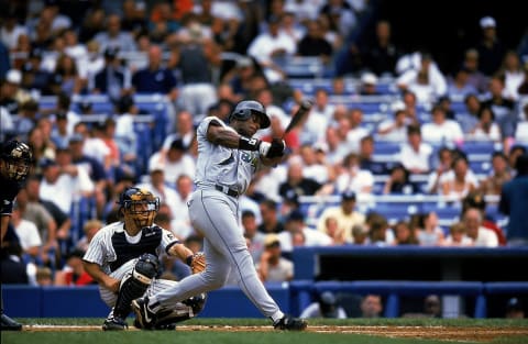 22 Jul 1999: Fred McGriff #29 of the Tampa Bay Devil Rays swings the bat during the game against the New York Yankees at the Yankee Stadium in the Bronx, New York. The Yankees defeated the Devil Rays 5-4.