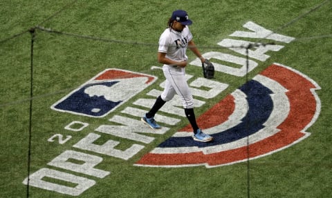 Chris Archer takes the mound on Opening Day 2018 for the Tampa Bay Rays (Photo by Mike Ehrmann/Getty Images)