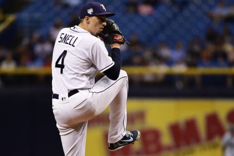 Blake Snell #4 of the Tampa Bay Rays (Photo by Julio Aguilar/Getty Images)