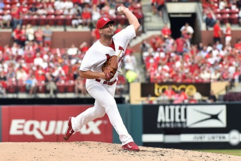 Aug 13, 2015; St. Louis, MO, USA; St. Louis Cardinals starting pitcher Tyler Lyons (70) pitches in the first inning against the Pittsburgh Pirates at Busch Stadium. Mandatory Credit: Jasen Vinlove-USA TODAY Sports