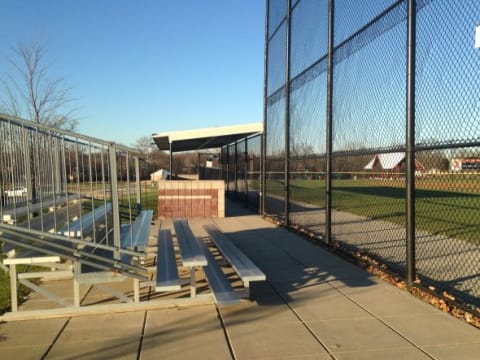 Dec 4, 2015; Jennings, MO, USA; Stan Musial field bleachers and dugout built by St Louis Cardinals Care charity. Mandatory Credit: Paul Layton