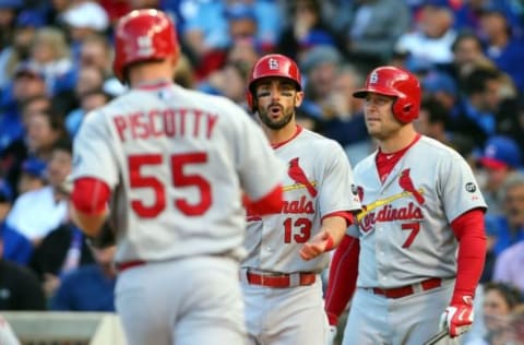 October 13, 2015; Chicago, IL, USA; St. Louis Cardinals left fielder 