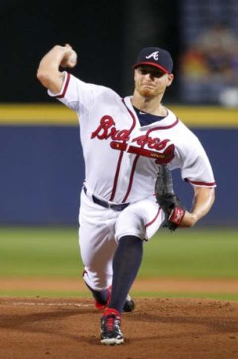 Sep 10, 2015; Atlanta, GA, USA; Atlanta Braves starting pitcher Shelby Miller (17) throws a pitch against the New York Mets in the first inning at Turner Field. Mandatory Credit: Brett Davis-USA TODAY Sports