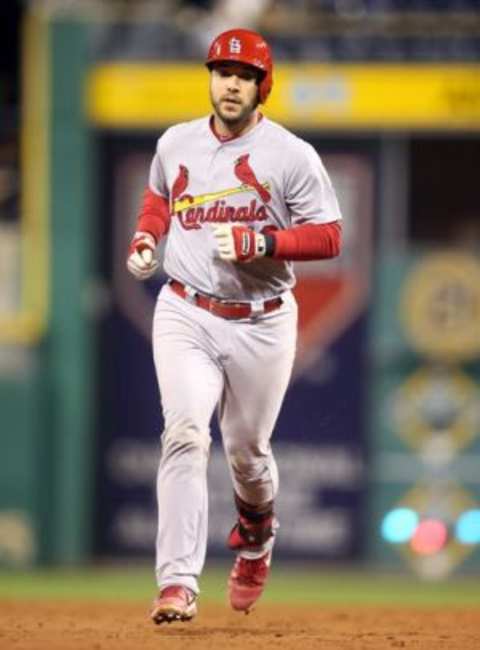 Sep 30, 2015; Pittsburgh, PA, USA; St. Louis Cardinals catcher Tony Cruz (48) rounds the bases on a two run home run against the Pittsburgh Pirates during the ninth inning at PNC Park. The Cardinals won 11-1. Mandatory Credit: Charles LeClaire-USA TODAY Sports